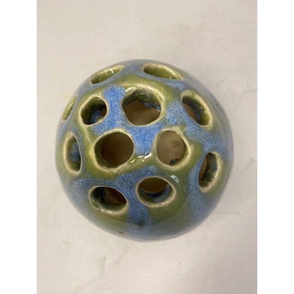 Handmade Art Pottery Drip Glaze Flower Frog Bud Vase Artist Signed Primitive - Picture 5 of 10